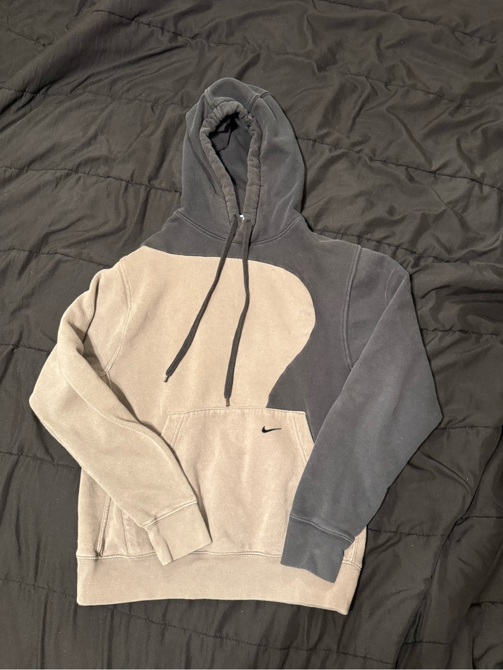 Nike Two-Tone Taupe & Charcoal Crewneck Hoodie